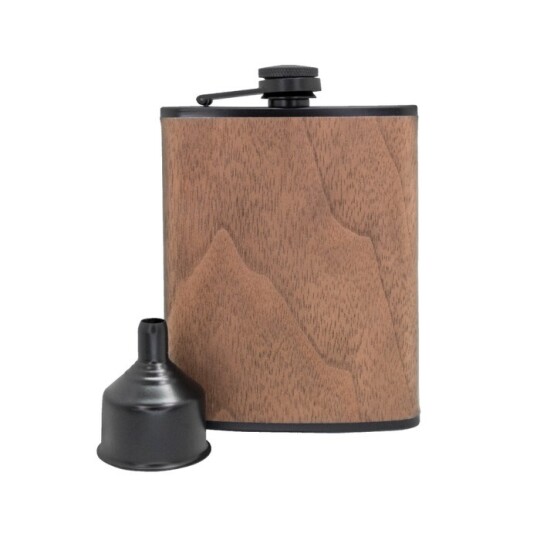 Image of Flask 8 oz Black + Walnut - матарка