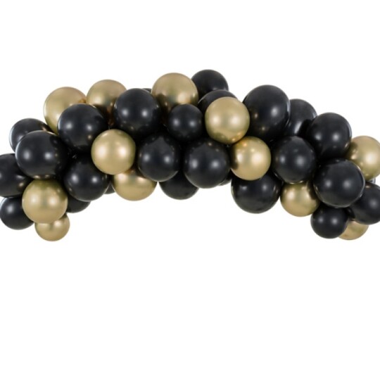 Image of Balloon garland - балон - black and gold - 1 пакување / 60 парчиња