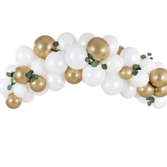 Image of Balloon garland - балон - white and gold, 200cm - 1 пакување / 60 парчиња