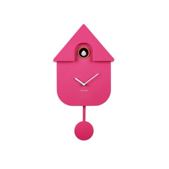 Image of Karlsson Wall clock Modern Cuckoo - часовник Bright pink
