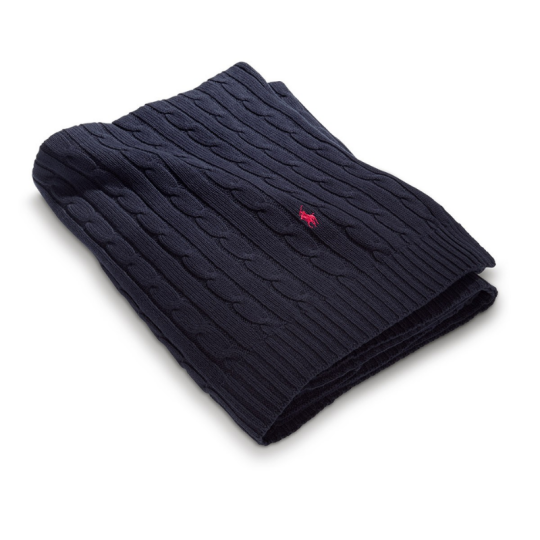 Image of RALPH LAUREN CABLE Navy - прекривач 130х180