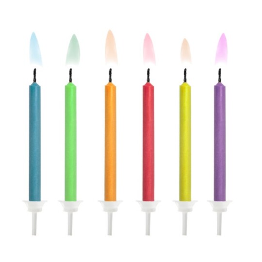 Image of Birthday candles - свеќи Coloured Flames, mix - 1 пакување / 6 парчиња