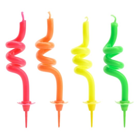 Image of Birthday candles - свеќи curl, mix - 1 пакување / 4 парчиња
