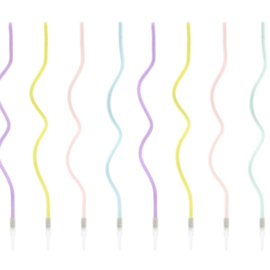 Image of Birthday candles - свеќи curl, mix - 1 пакување / 8 парчиња