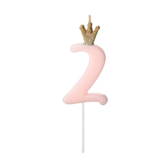 Image of Birthday candle - свеќа Number 2, light pink, 9.5cm