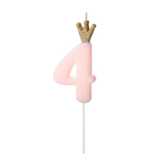 Image of Birthday candle - свеќа Number 4, light pink, 9.5cm