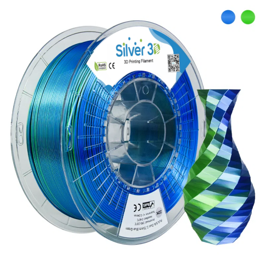 Image of Silver3D Blue - Green Dual-color silk PLA  - Сино - зелено