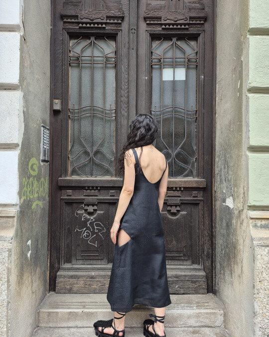 Image of Linen black dress
