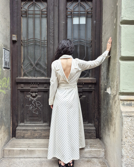 Image of Dress with black stripes