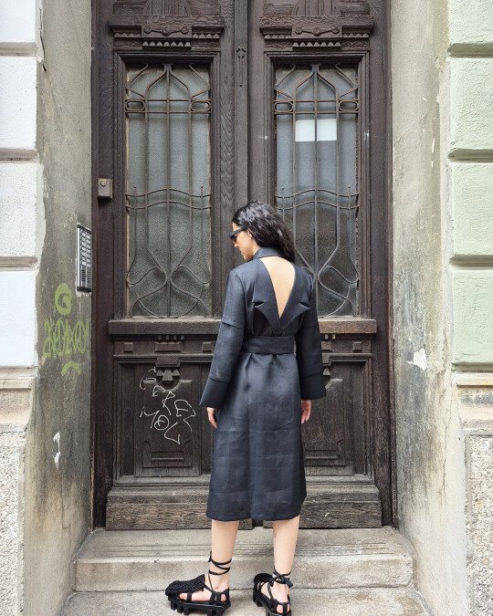Image of Linen black dress