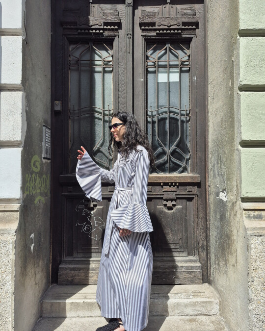 Image of Dress with stripes