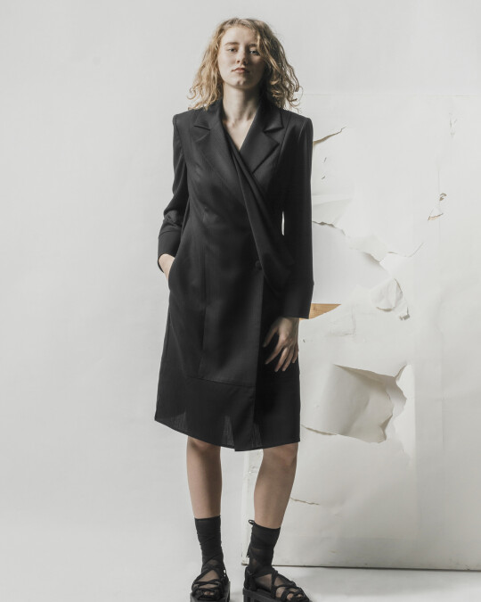 Image of Blazer Dress With Scarf