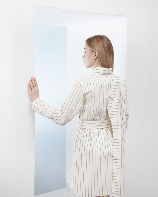 Image of Asymmetric Shirt/Dress with stripes