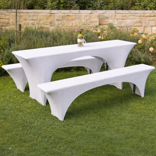 Image of Прекривка сет маса/клупи бела FABBYGO