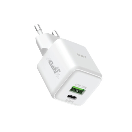 Image of GAN Dual Wall Charger 20W PD Type-C and USB