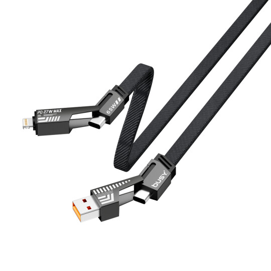 Image of Busy® Flat Transformer 4 in 1 cable SILVER - 51066