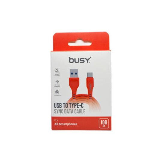 Image of Busy® USB to Type-C 1m. Light Red