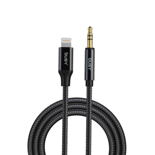 Image of Busy® Aux cable 1.2m silver (jack to lightning)-051068