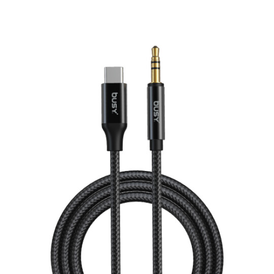 Image of Busy® Aux cable 1.2m silver (jack to type-c)-051069