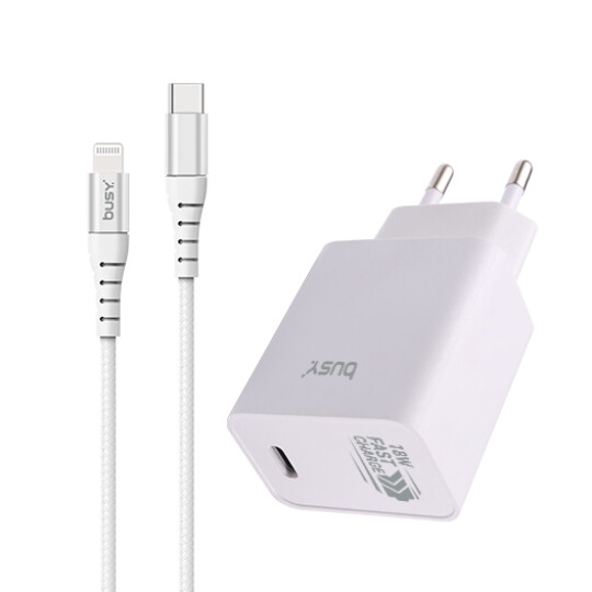 Image of Busy® PD Charger 18W with MFI Lightning cable- 50715