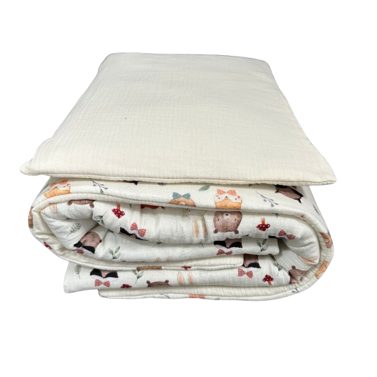 Image of МУСЛИН ПОСТЕЛНИНА 2 ДЕЛА, ДВОСТРАНА BOWS