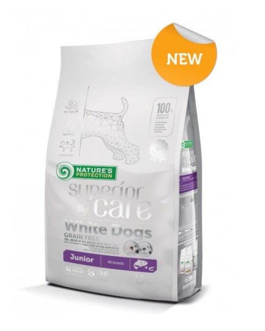 Image of Nature's Protection White dogs Grain Free salmon junior all breeds