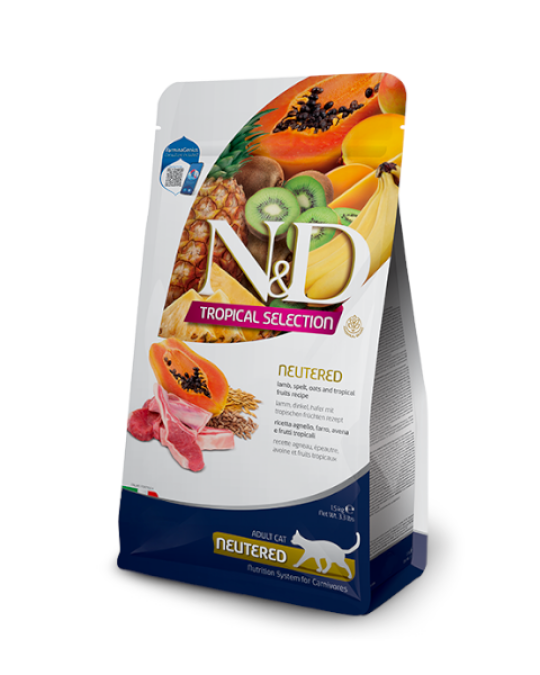 Image of Храна за мачки Farmina N&D Tropical Selection Lamb & Tropical fruit - neutered