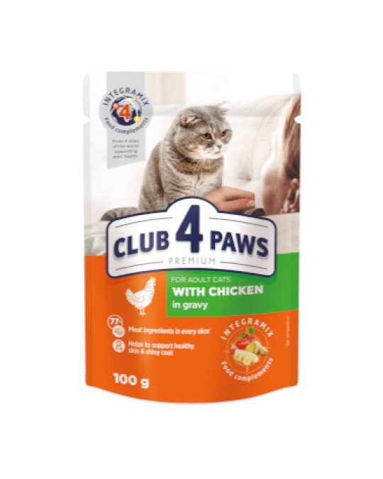 Image of CLUB 4 PAWS PREMIUM for adult cats WITH CHICKEN IN GRAVY
