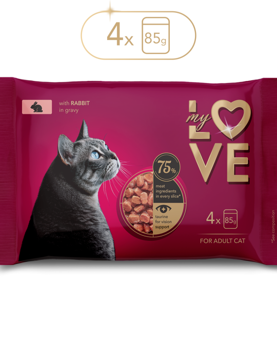 Image of My Love for adult cat with rabbit  in gravy