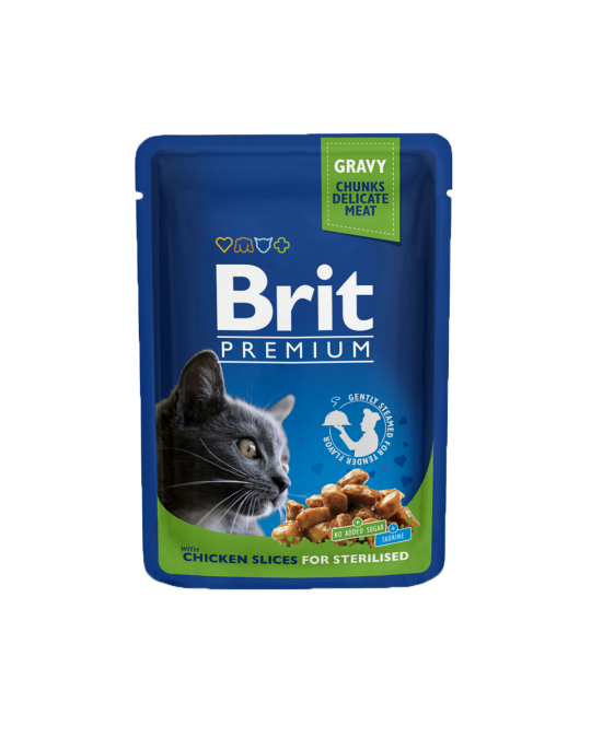 Image of Brit Premium Cat Pouches Chicken Slices for Sterilised