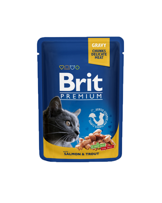 Image of Brit Premium Cat Pouches with Salmon & Trout