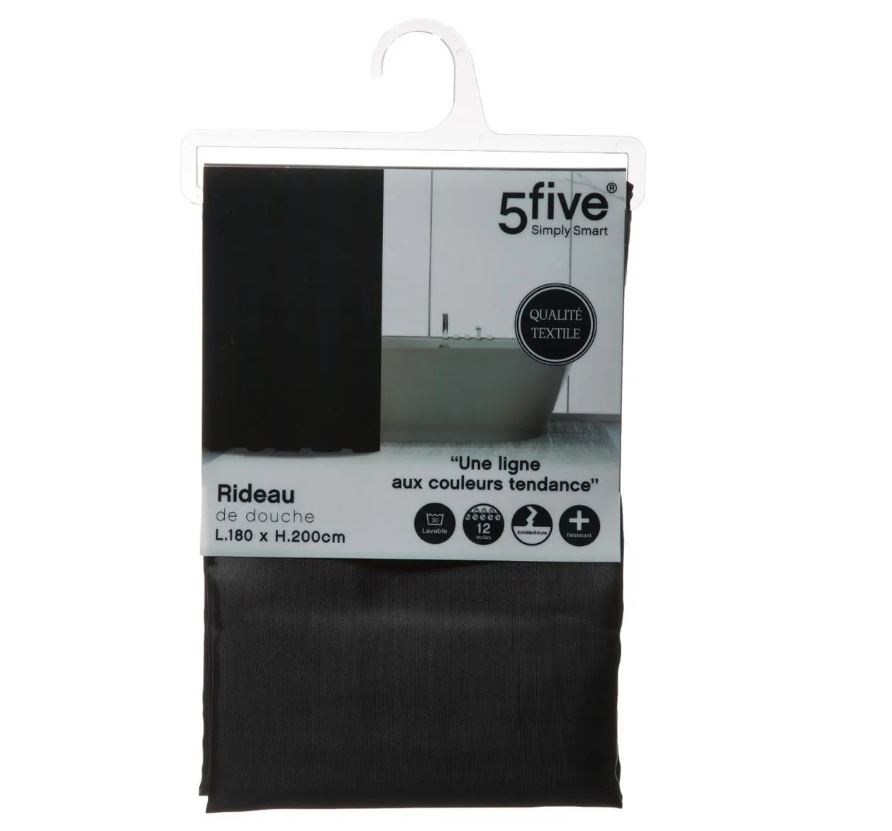 Image  of ЗАВЕСА ЗА ТУШ 180Х200 СМ  ПОЛИЕСТЕР ЦРНА