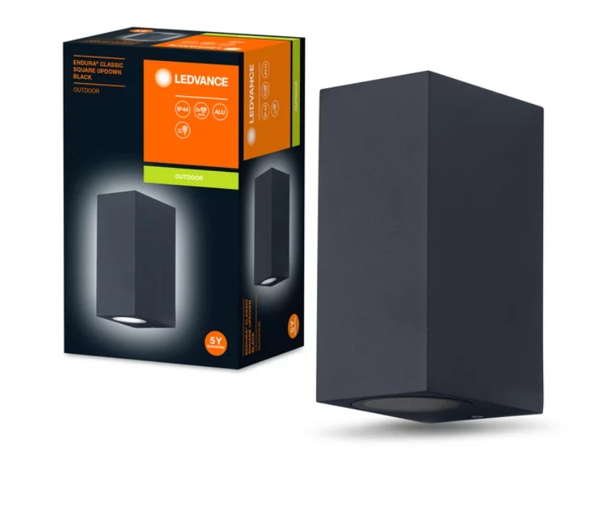 Image  of ЅИДНА СВЕТИЛКА 2*ГУ10 ЦРН ПРАВОАГОЛНА ОСРАМ ЛЕДВАНС