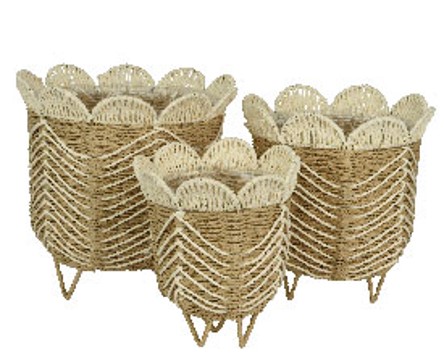 Image  of ПЛЕТЕНА САКСИЈА КРЕМ ГОЛЕМА 35 Х 36 СМ