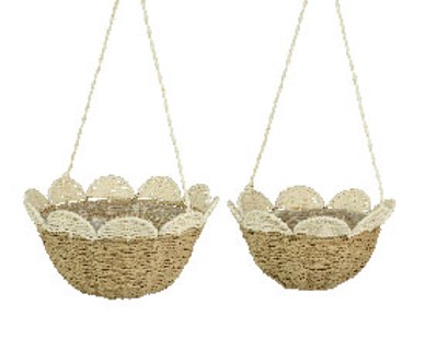 Image  of ПЛЕТЕНА ВИСЕЧКА САКСИЈА КРЕМ 35 Х 18 СМ