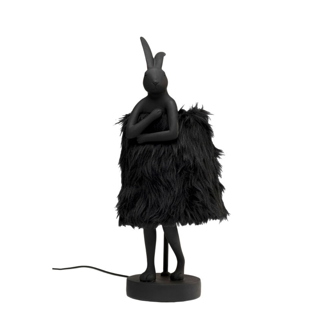 Image  of Столна ламба Animal Rabbit Fur Black/Gold 50см