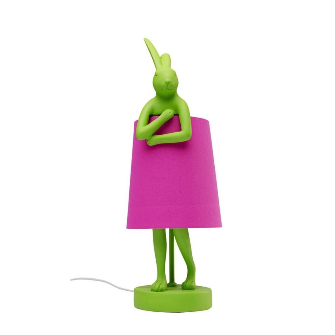 Image  of Столна ламба Animal Rabbit Green / Pink 50см