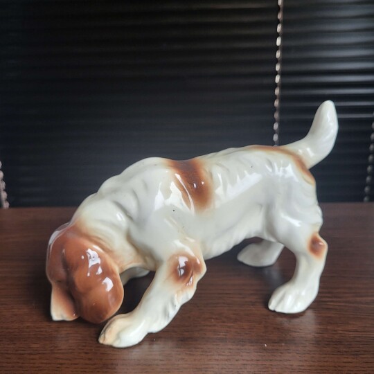 Image of Vintage porcelain Spaniel dog figurine