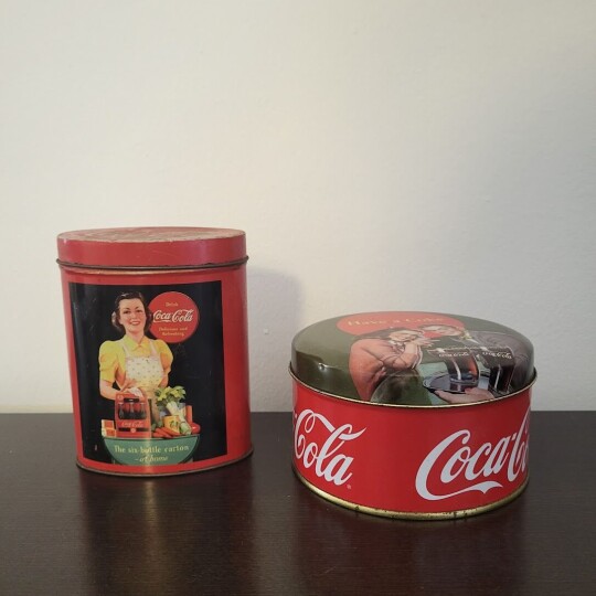 Image of Old vintage Coca Cola tin boxes, set of three