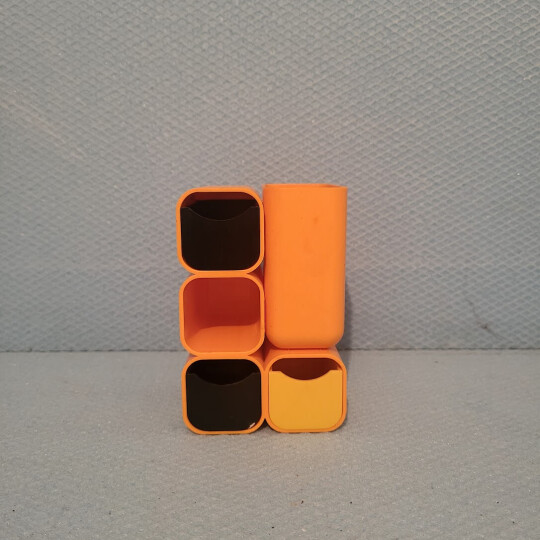 Image of Utensilo, pen holder with 5 compartments, space age plastic orange design, 1970s
