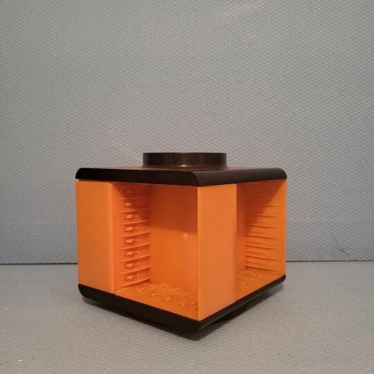 Image of Vintage cassette rack music tape holder, Audio tape storage box, space age style