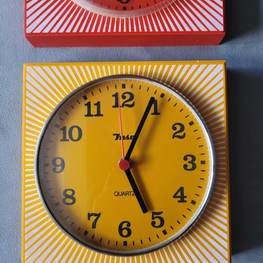 Image of RARE Insa Space Age yellow Wall Clock with Kienzle Quartz Mechanism