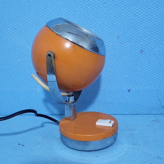 Image of Vintage orange Eye Ball, Space Age Table Lamp, Yugoslavia 1970s