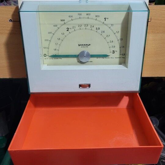 Image of Vintage kitchen scale, Krups Gorenje, wall-mounted, Vintage 70's