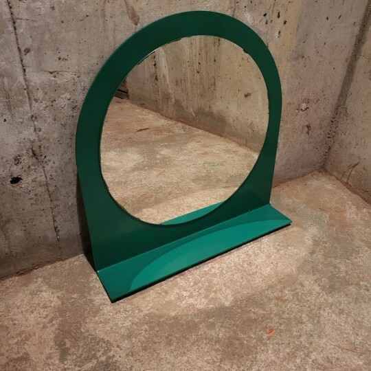 Image of Ретро спејс огледало со полица, зелен стил