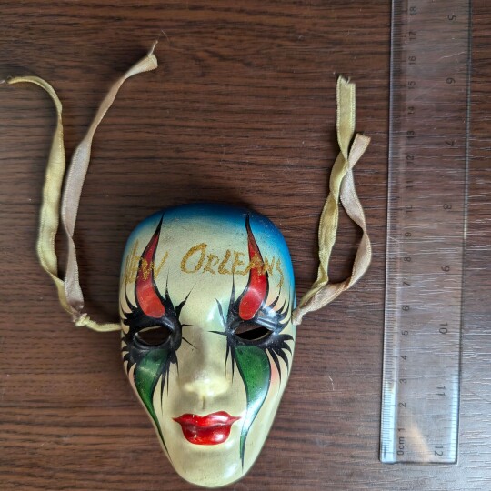 Image of Set of 2 Venetian Mask Porcelain Ceramic Handmade "New Orleans" Butterfly Makeup style