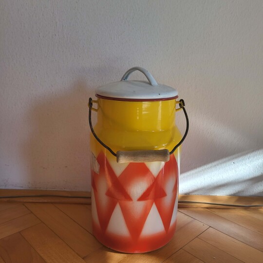 Image of Vintage Enamel Milk Can Emo Celje Yugoslavia