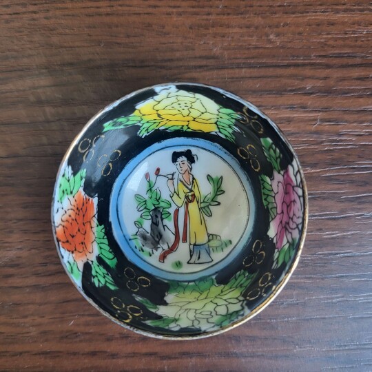 Image of Rare Vintage miniature handpainted Geisha Bowl or Sake cup