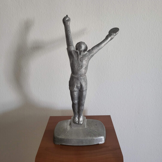 Image of Tennis player metal silver unique Sculpture