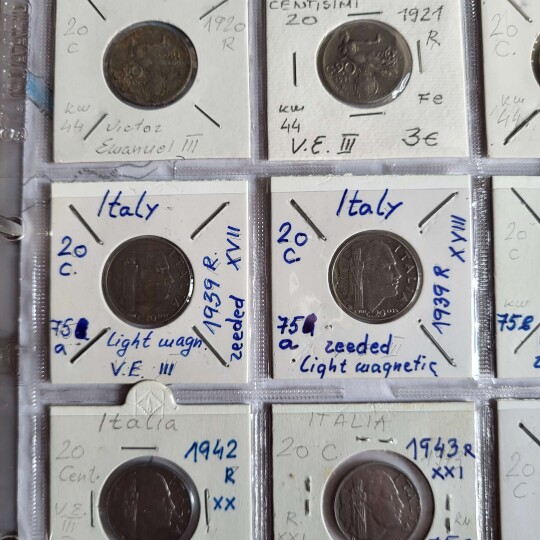 Image of Numismatics album with Italian rare coins - period from 1880 until 1960